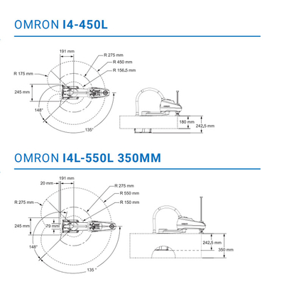Robot ad alta velocità del robot Scara di asse di OMRON I4-450L 4 per industria 3C
