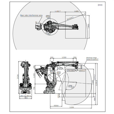 Posto della scelta di portata del carico utile 3255mm del braccio 180KG del robot di asse di Kawasaki Robot CP180 6 con la pinza di presa