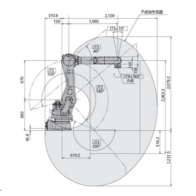 Braccio robot di asse di CNC 6 di Kawasaki Robot RD080N per il trasporto con palette con il carico utile 80KG