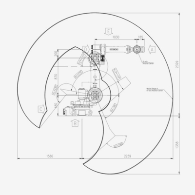 Braccio HH050 del robot industriale dell'imballaggio di Hyundai di 6 assi che salda con la pinza di presa