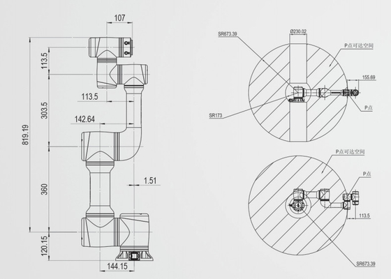 Robot per saldatura di collaborazione di JAKA 6 di asse 819mm del carico utile flessibile di portata 7kg con Binzel