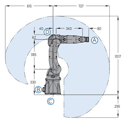 Macchina della saldatura ad arco del braccio del robot di Yaskawa di asse di industriale 6 e cannello per saldare di MIG