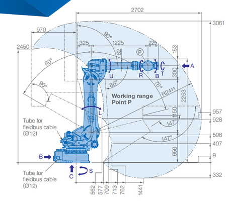 Asse di trattamento potente GP180 di industriale 6 del carico utile del braccio 180kg del robot di Yaskawa alto