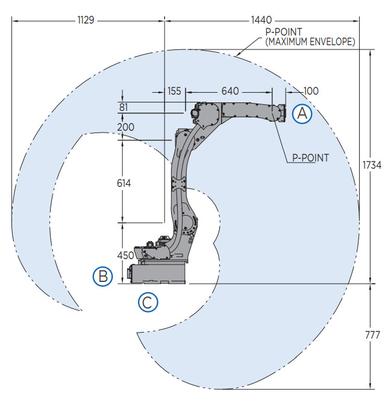 Cannello per saldare di MIG del braccio del robot della saldatura ad arco di asse del robot industriale 6 di Yaskawa