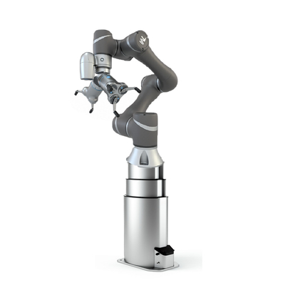 Robot di collaborazione TM 12 Cobot con il sistema di visione della pinza di presa del dito di Onrobot 3 e la piattaforma elevatrice cinese della crusca