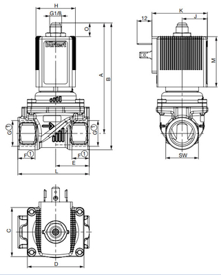 Elettrovalvola a solenoide d'ottone 6524 con Burkert 2/2 resistente ad alta temperatura che corre