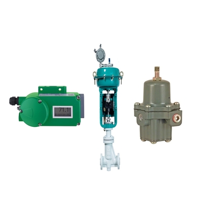 Valvola di controllo del flusso con posizionatore della valvola Foxboro SRD998 e regolatore del filtro Fisher 67CFR