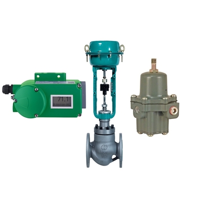 Valvola di controllo del flusso con posizionatore della valvola Foxboro SRD998 e regolatore del filtro Fisher 67CFR