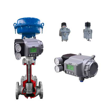 Valvola di controllo del tubo ondulato con posizionatore digitale della valvola Masoneilan SVI3 e regolatore del filtro Masoneilan 78-40