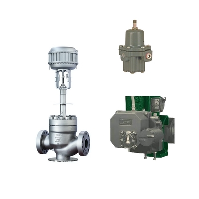 Valvola di controllo ad alte prestazioni con posizionatore elettro-pneumatico Fisher 3720 e regolatore del filtro Fisher 67CFR