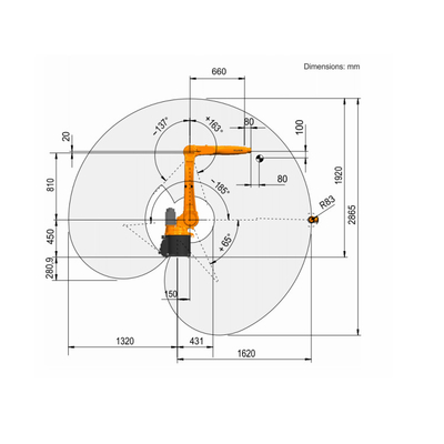 Kuka Industrial Robotic 6 Axis KR 8 R1620 Con CNGBS Robot Guide Rail per la manipolazione automatizzata