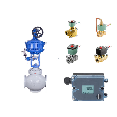 Valvole di controllo pneumatiche con posizionatore elettropneumatico Samson 3725 e valvole solenoide ASCO