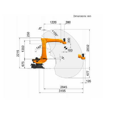 Palletizing Robotic Arm 5 Axis Kuka KR 180 PA Con CNGBS Robot Guide Rail per il robot di paletizzazione