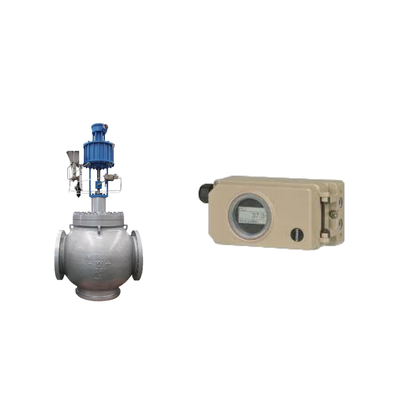 Valvola di controllo del tubo ondulato con posizionatore elettropneumatico Samson 3730-3 e regolatore di filtro Fisher 67CFR