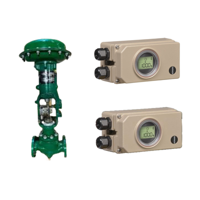 Valvola di controllo del tubo ondulato con posizionatore elettropneumatico Samson 3730-3 e regolatore di filtro Fisher 67CFR