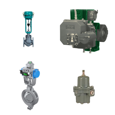 Valvola di controllo ad alte prestazioni con posizionatore elettro-pneumatico Fisher 3720 e regolatore del filtro Fisher 67CFR