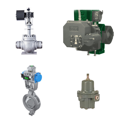 Valvola di controllo ad alte prestazioni con posizionatore elettro-pneumatico Fisher 3720 e regolatore del filtro Fisher 67CFR