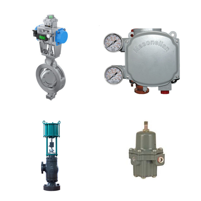 Valvola di controllo pneumatica con posizionatore digitale Masoneilan SVi1000 e regolatore di filtro Fisher 67CFR