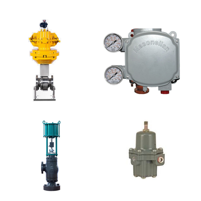 Valvola di controllo pneumatica con posizionatore digitale Masoneilan SVi1000 e regolatore di filtro Fisher 67CFR