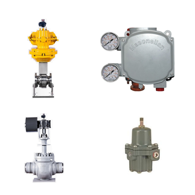 Valvola di controllo pneumatica con posizionatore digitale Masoneilan SVi1000 e regolatore di filtro Fisher 67CFR