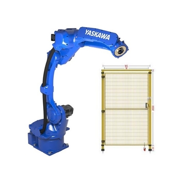 6 assi braccio robotico Yaskawa GP12 con recinzione di sicurezza CNGBS per la gestione automatica come robot universale