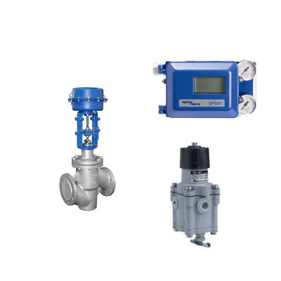 Famosa valvola pneumatica cinese con Spirax Sarco Smart Valve Positioner SP500 e Fisher 67CFR Filter Regulator