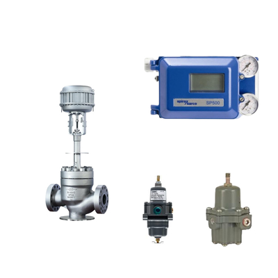 Famosa valvola pneumatica cinese con Spirax Sarco Smart Valve Positioner SP500 e Fisher 67CFR Filter Regulator