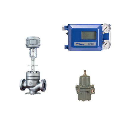 Famosa valvola pneumatica cinese con Spirax Sarco Smart Valve Positioner SP500 e Fisher 67CFR Filter Regulator