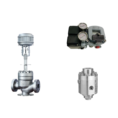 Valvola di controllo pneumatico con posizionatore Masoneilan SVI2-21123121 e valvola di regolazione della pressione Tescom 26-1100