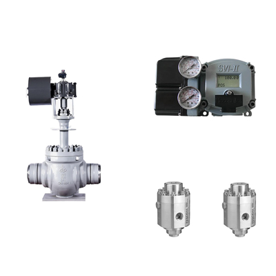 Valvola di controllo pneumatico con posizionatore Masoneilan SVI2-21123111 e valvola di regolazione della pressione Tescom 26-1100