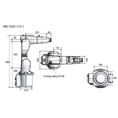 ABB Robot IRB1200 Robot industriale automatico con carico utile di 7 kg di braccio robot a 6 assi per la movimentazione