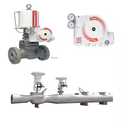 Stazione di riduzione della pressione e scaldamento con valvola di controllo Flowserve Mark One Valtek Actuator e 3200MD Valve Positi