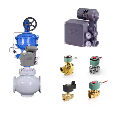 Valvola di controllo pneumatico con posizionatore elettro-pneumatico Fisher 3582i e valvole solenoidi ASCO
