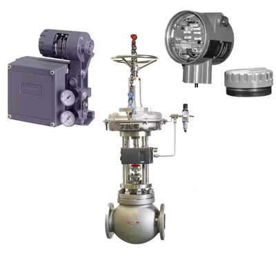 Valvola di controllo pneumatico con posizionatore elettro-pneumatico Fisher 3582i e valvole solenoidi ASCO
