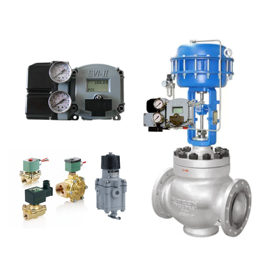 Valvola di controllo pneumatico con posizionatore Masoneilan SVI2-21113121 e valvola di regolazione della pressione Fisher SR5