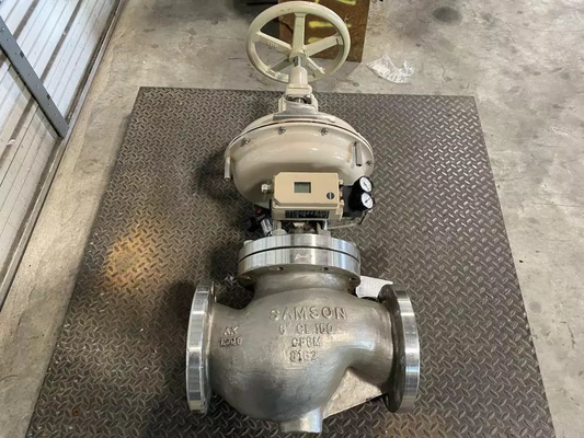 Samson 3241 Valvola di controllo globe della classe di pressione ANSI 300 e acciaio inossidabile per valvole con valvola solenoide ASCO