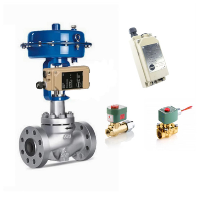 Posizionatore Samson 3767 con valvola Samson3241 e valvola di riduzione della pressione del filtro SMC AW20 con attuatore pneumatico 3271