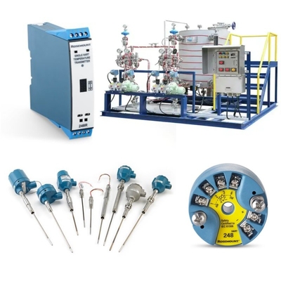 Skid montato con sensore di temperatura Rosemount 214C ed EMERSON 148 248 644 648 Trasmettitore 114C Thermowell