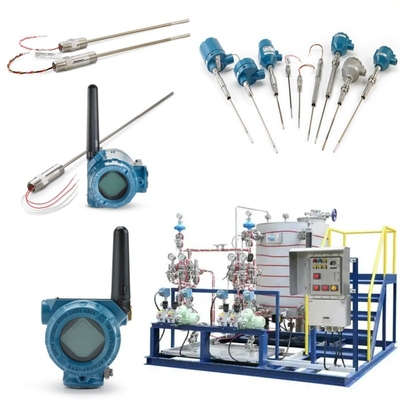Skid montato con sensore di temperatura Rosemount 214C ed EMERSON 148 248 644 648 Trasmettitore 114C Thermowell