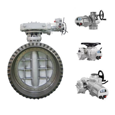 Valvola a farfalla cinese a grande diametro con attuatore elettrico Rotork IQ3 e riduttore IB