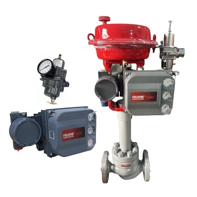 Posizionatore digitale per valvole Fisher DVC6200, valvola di controllo pneumatica a doppio effetto