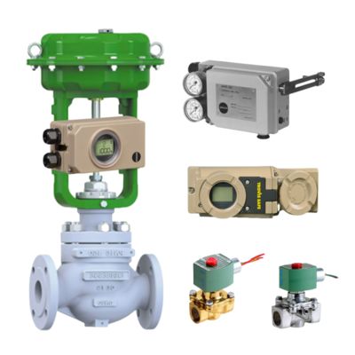Valvola di controllo pneumatica giallo chiaro e posizionatore Samson 3730-3/3731-3 e elettrovalvola ASCO
