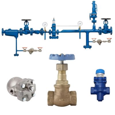 Valvole di controllo bitermiche pneumatiche e valvola di intercettazione Spriaxsarco HV3 e scaricatore di condensa a galleggiante FT14