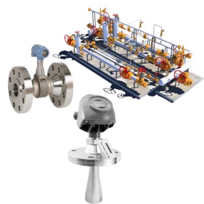 Flow Control Valve Skid Mounted with Rosemount 8800 Series Vortex Flowmeter and 5400 Non-Contacting Radar Level Transmitter