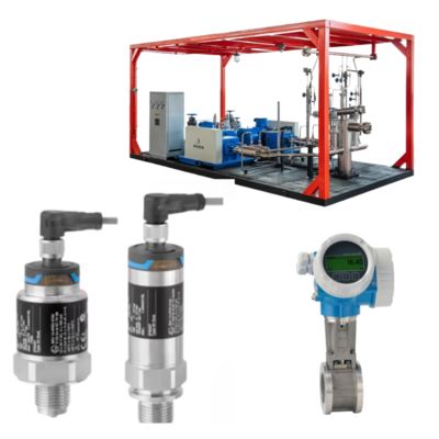 Valvo per gas naturale con valvola di flusso di vortice Endress+Hauser Proline Prowirl D 200 e sensore di trasmissione di pressione Cerabar PMC21