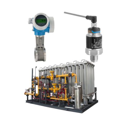 Unità di controllo pressione/flusso con portatore di pressione Cerabar PMC11 e portatore di flusso di vortice Endress+Hauser Proline Prowirl D 200