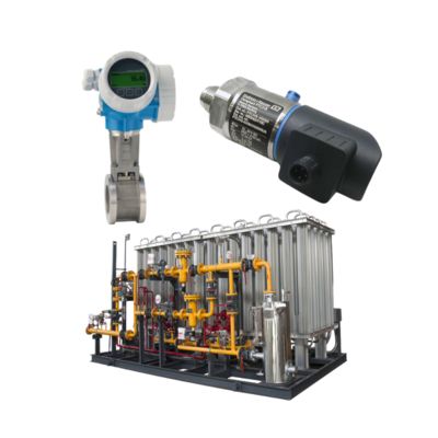 Regolatore di riduzione della pressione con flussometro a vortice Endress+Hauser Proline Prowirl D200 e trasmettitore di temperatura Cerabar PTC31B