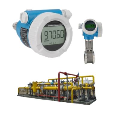 Stazione di riduzione pressione e temperatura equipaggiata con un flussimetro a vortice Endress+Hauser Proline Prowirl D200 e un trasmettitore di pressione Cerabar PMC51B