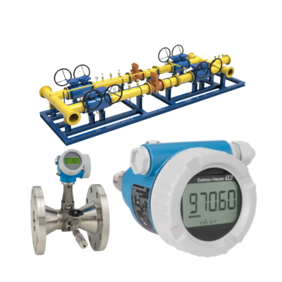 Sliding valve a gas naturale dotate di un misuratore di portata Endress+Hauser Proline Prowirl R 200 e di un trasmettitore di pressione Deltabar PMC51B.