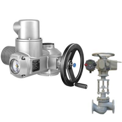 Valvola a sfera motorizzata con riduttore girevole AUMA GS e attuatore elettrico universale modulare multi-giro SA.